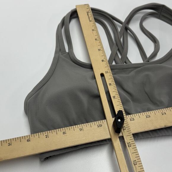Athleta Sports Bra Womens Small Gray Strappy Criss Cross Back Mesh Yoga Workout - Picture 4 of 5